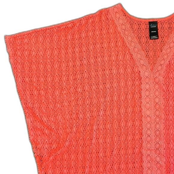 Catalina Women Swim Cover-Up Hot Pink Lace Crochet Size 2X - Picture 2 of 8